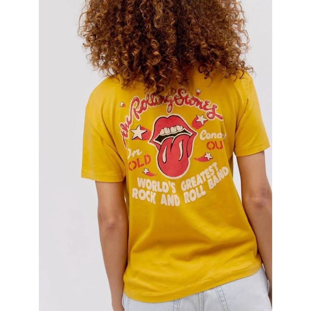 Daydreamer Rolling Stones 78 US Tour Graphic T-Shirt Mustard Yellow Mens Medium